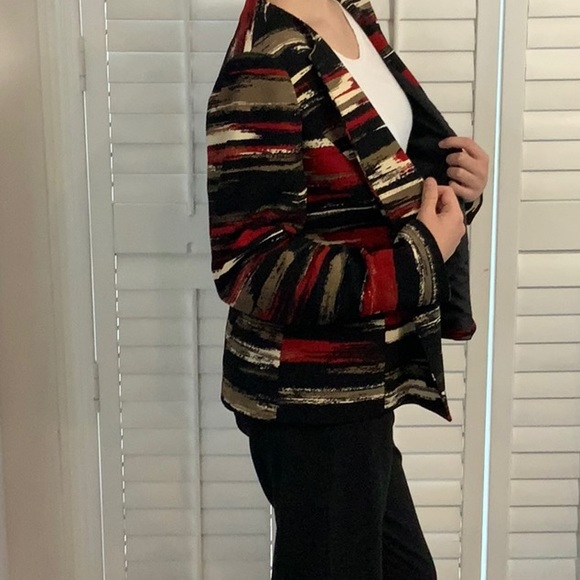 KASPER Colourful Red, Black and Beige Blazer Size 12 - Picture 3 of 5